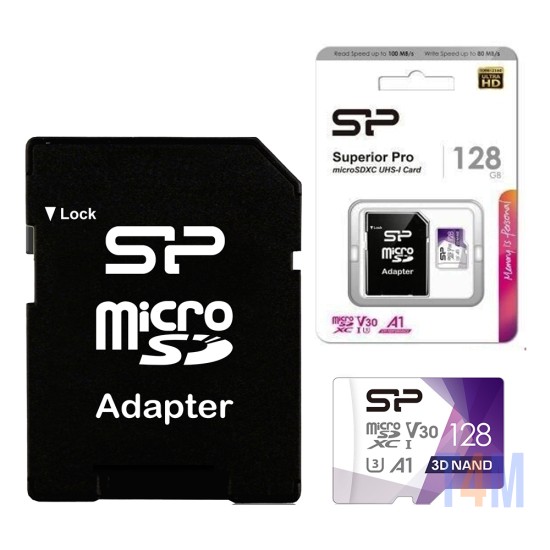 Tarjeta de Memoria SP Superior Pro MicroSDXC 128GB UHS-I Clase 10 con Adaptador